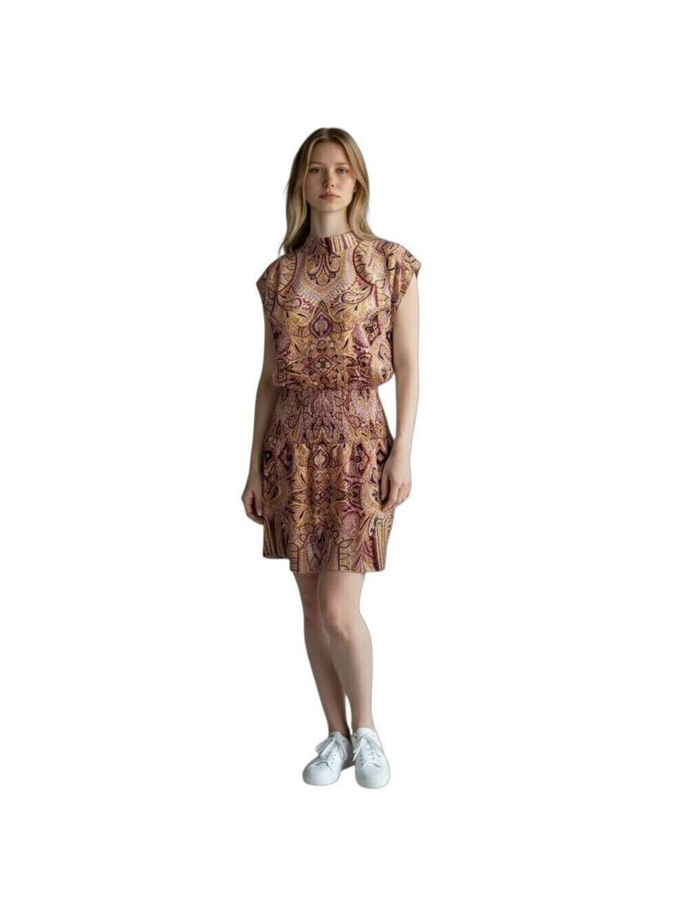Express Womens Cap Sleeve Multicolor Paisley Print Dress Medium